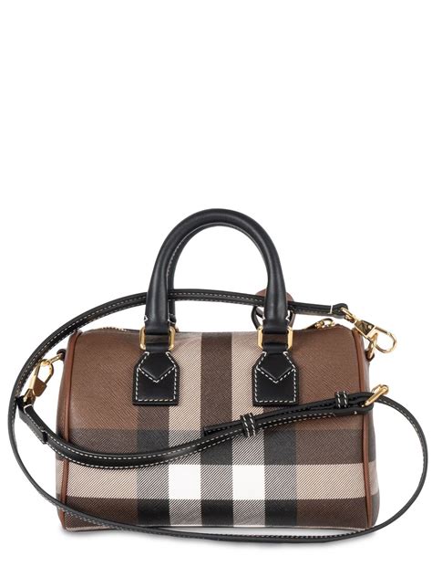 Shop Burberry Check Mini Bowling Bag 